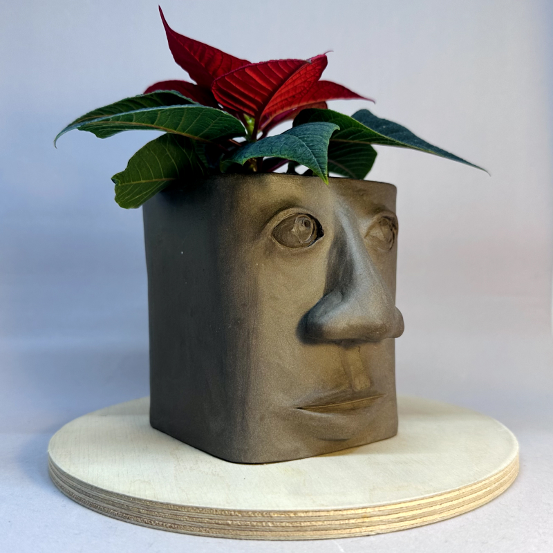 A square-shaped vessel with a face