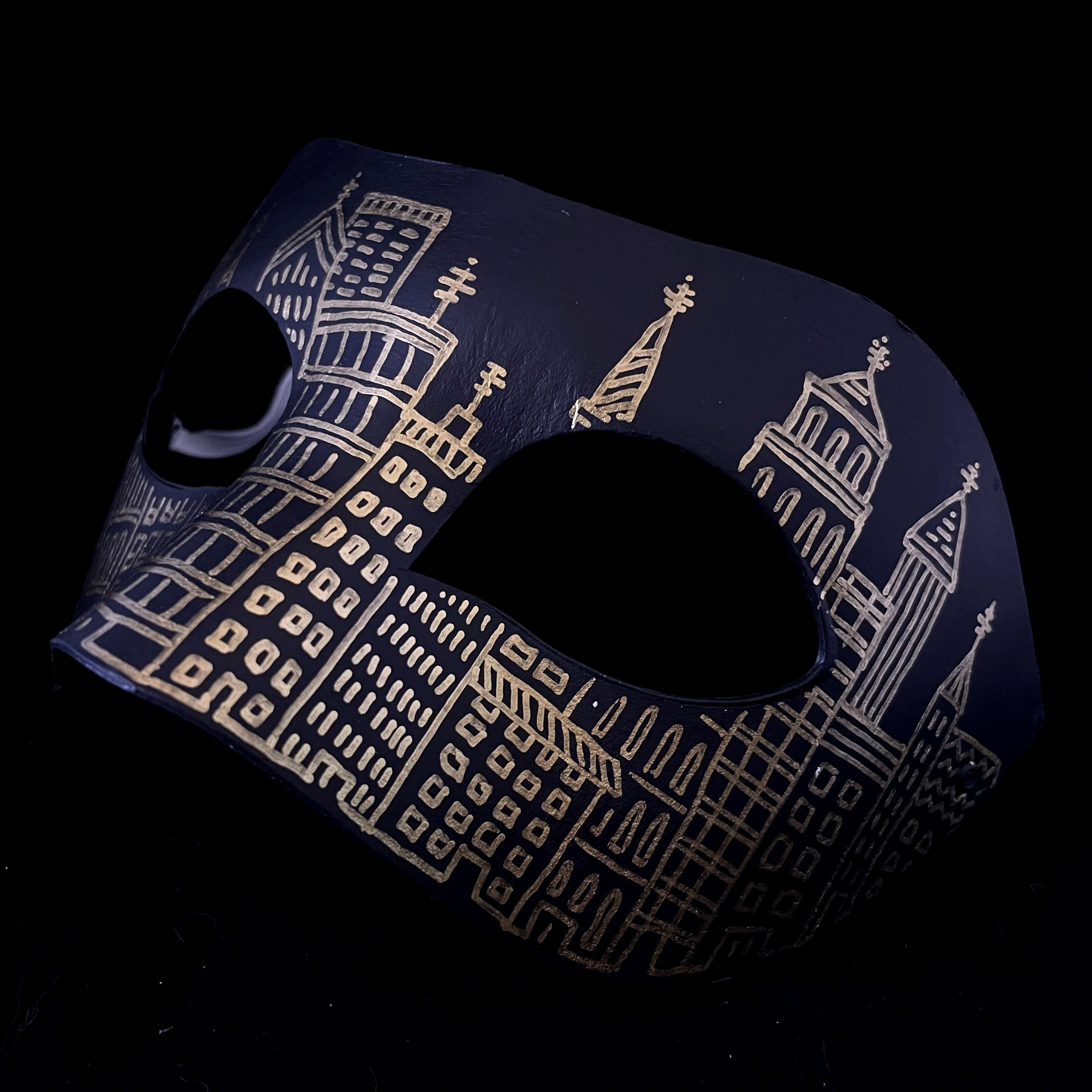 mask with cityscape