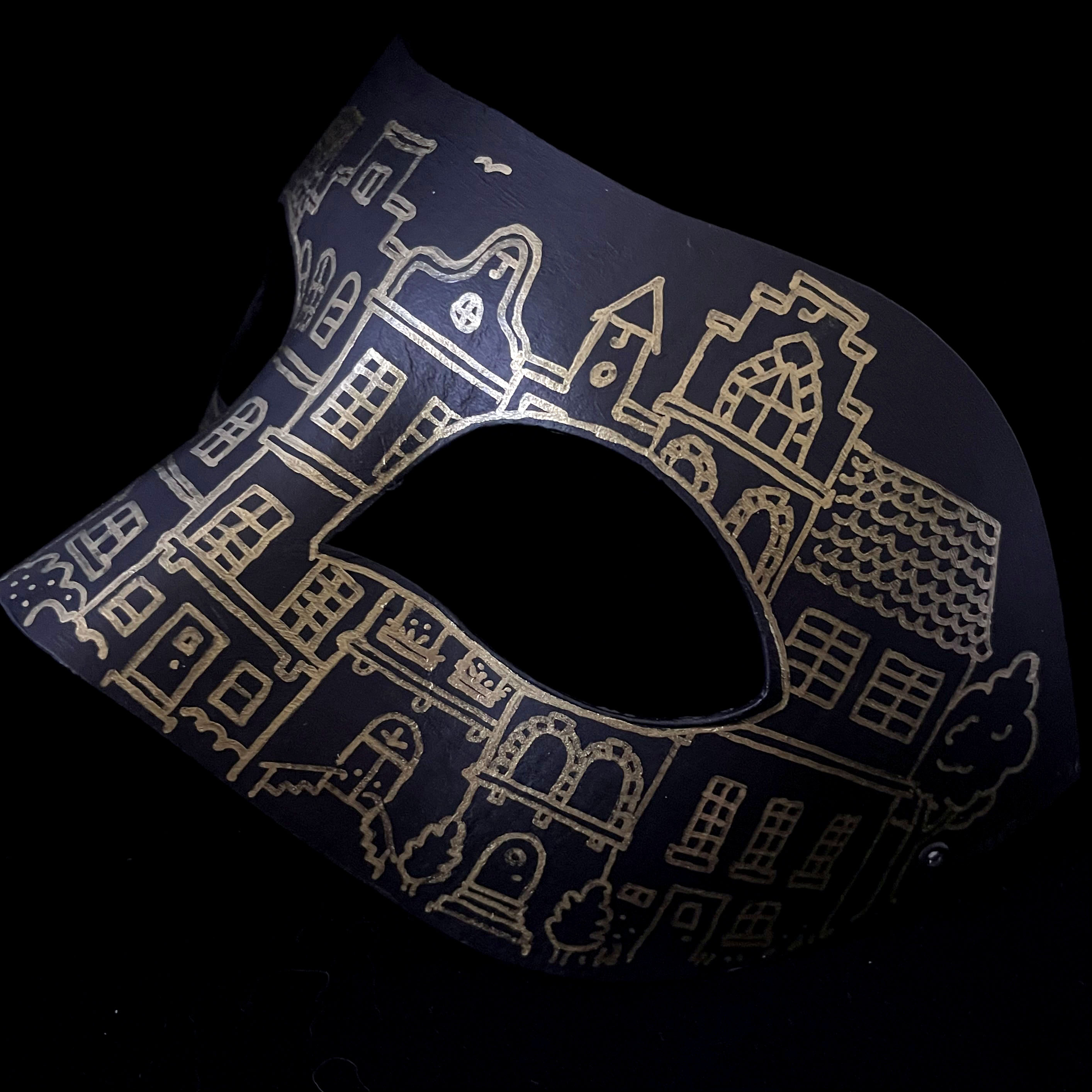 mask with Amsterdam houses