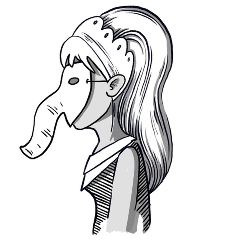 A woman wearing a mask