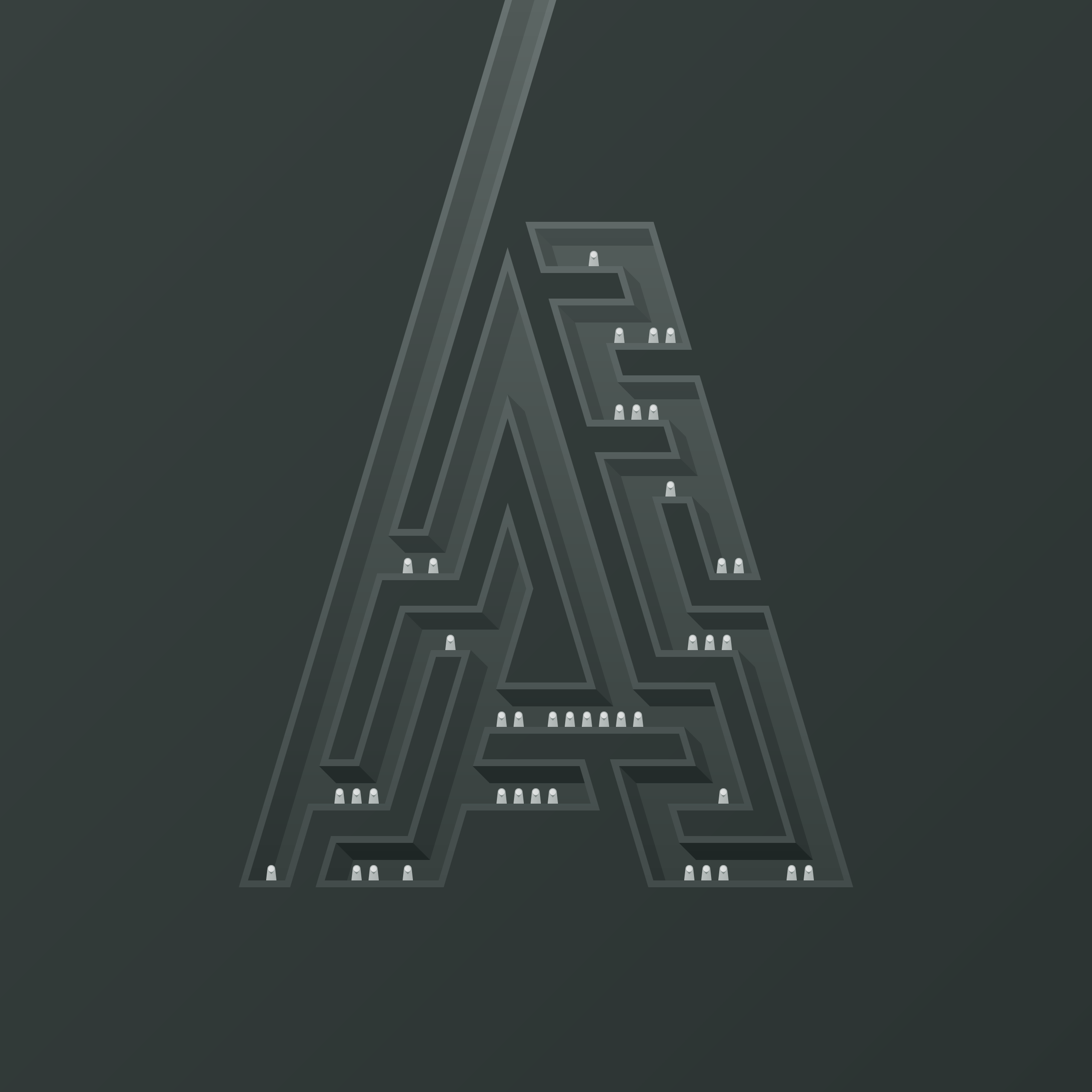 An illustration of a labyrinth shaped as an A