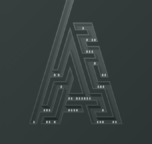 a labyrinth in the shape of the letter A