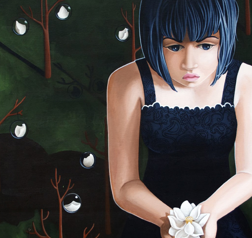 a woman holds a lotus flower