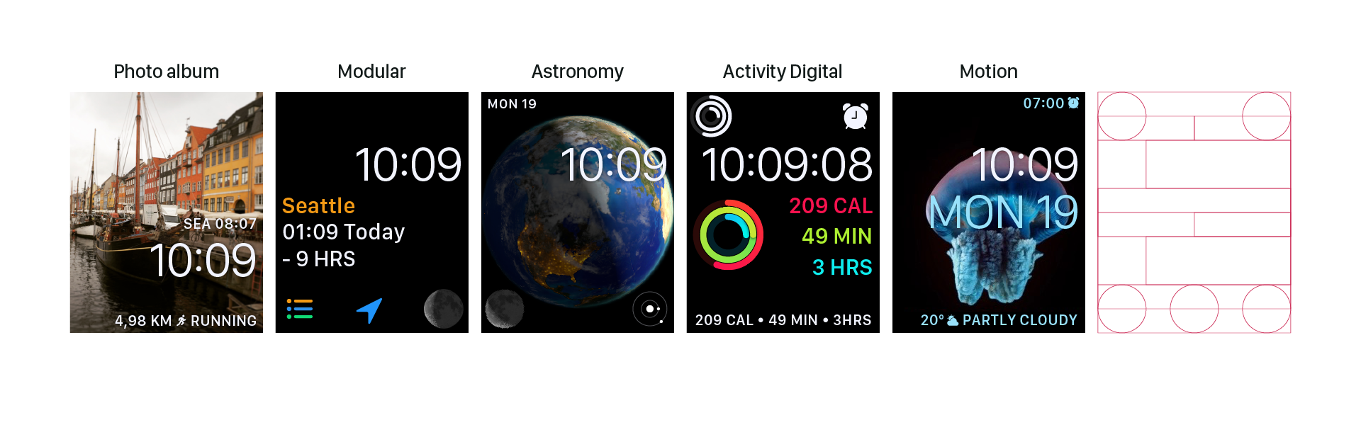 WatchOS digital grid adjusted